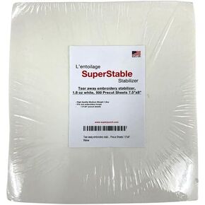 Superpunch Soft Tear Away 1.8 oz Stabilizer, Medium Weight Tearaway Stabilizer for Embroidery – 7.5 inch x 8 inch, 500 Precut Sheets Superstable Machine Stabilizers Backing, Made in USA (White) in Kuwait