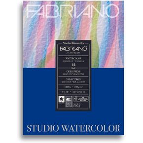Fabriano 91230022 Tape Binding Acid-Free Cold Press Studio Watercolor Pad, 12 Sheets, 140 Pound, 9 \ in Kuwait