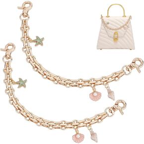 PH PandaHall Handbag Chain Straps, 2Pcs 9.3 Inch Bag Replacement Strap Enamel Flower Heart Charm Purse Handle Extender Short Chain Straps for Women Crossbody Shoulder Bag Handbag Purse, Light Gold in Kuwait