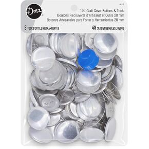 Dritz Craft Cover, 48 Sets, Nickel Buttons & Tools, 1-1/8", 48ct, Count in Kuwait