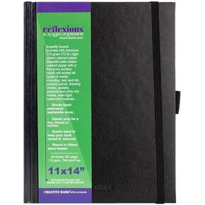 Creative Mark Hard Leather Bound Sketchbook [160 Pages - 5 x 7"], Black Embossed Leatherette Journal, Acid-Free Paper, Perfect for Dry Media, Drawing with Elastic Pen Loop & Page Keeper Ribbon in Kuwait