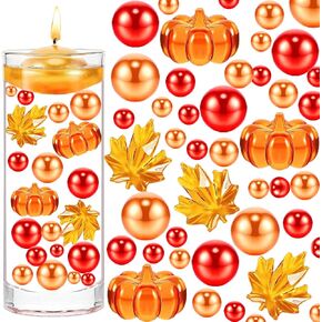 Cqueni 10111pcs Thanksgiving Vase Filler Set Faux Pearl for Vase Filler Fall Pearls Water Gels Bead Floating Candle Centerpiece for Thanksgiving Halloween Fall in Kuwait