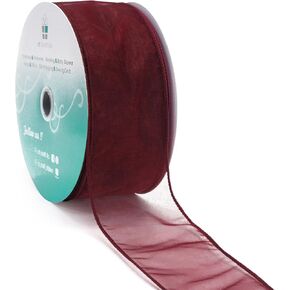 CT CRAFT LLC Sheer Organza Wired Ribbon 1.5" x 50Yards White for Wedding Chair Bow Flora Bouquet Gift Wrapping Christmas Tree Home Decor Wreath in Kuwait