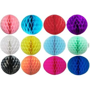 Pack of 12 Mixed Color Paper Honeycomb Balls Party Paper Decoration (12" ( 30 cm )) in Kuwait