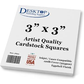 Premium White Cardstock Squares - Ultra Thick Artist Drawing Quality Eggshell Finish - For Spin Art Refill, Sketching, Charcoal, Watercolor, & Painting (8" x 8", 20 Pack) in Kuwait