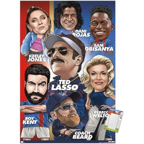 Trends International Ted Lasso - Character Grid Wall Poster, 14.72" x 22.37", Barnwood Framed Version in Kuwait