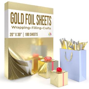 Crown Display Metallic Silver Foil Sheets For Gift Wrapping 100 CT I 15 In X 20 In Silver Foil Sheets For Crafts I Plastic Wrap For Presents I Gift Bag Filler I Gift Basket Wrap I Silver Foil Wrap in Kuwait