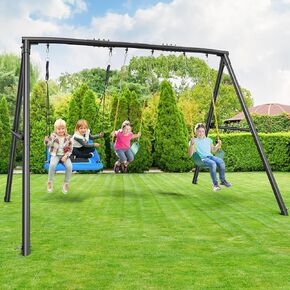 Hapfan 600lbs Heavy Duty Swing Set with 1 Platform Swing, 2 Belt Swings,A Frame Metal Swing Set for Outdoor Backyard in Kuwait