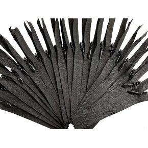 Invisible YKK (Conceal) Black Zippers for Apparel & Craft Projects - Closed Bottom - Color Black - Made in The United States (25 Zippers Per Pack) (23" Inches) in Kuwait