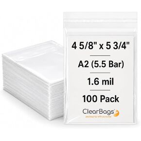 ClearBags 4 5/8 x 5 3/4 Clear Cello Bags 100 Pack | Resealable Adhesive on Flap, Not Bag | Great for A2 Cards, 5.5 Bar Envelopes, Art, Cookies, Stationary, Crafts, Favors | B54A in Kuwait