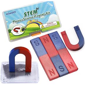 Physics Science Kids Magnet Kit for Education Experiment School Home,Including Educational Bar Magnets/Horseshoe Magnets/Magnetic Powder for Kids Students Teachers in Kuwait