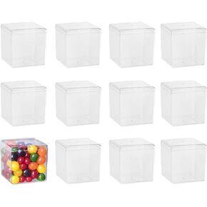 Hammont Clear Acrylic Boxes - 12 Pack - 3"x3"x3" - Cube with Bevel Edges Lucite Boxes for Gifts, Weddings, Party Favors, Treats, Candies & Accessories, Plastic Storage Boxes in Kuwait