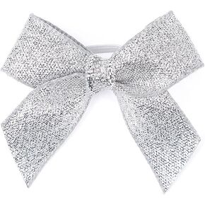 Meseey 50pcs 8 Inch Stretch Elastic Loops with Pre-Tied White Ribbon Bows for Gift Wrapping,Baby Showers, Weddings, Christmas Boxes (8", White) in Kuwait