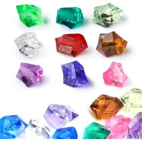 Entervending Acrylic Gems - Acrylic Pebbles Vase Filler - About 400pcs Jewels - Assorted Color Plastic Gemstones - 0.7" Plastic Gem - Table Scatters Crystals - Aquarium Jewels in Kuwait