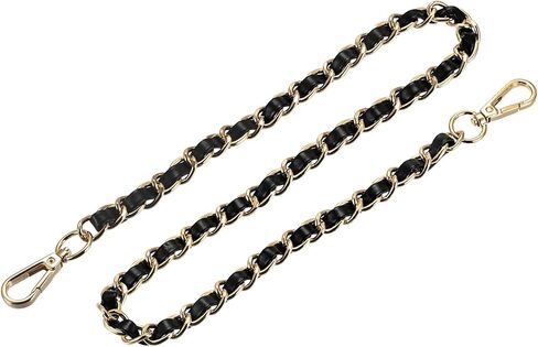 uxcell Purse Chain Strap, 47" Leather Iron Flat Chain Strap Handbag Chains, Purse Straps, Shoulder Bags, Replacement Strap(Dark Brown + Gold) in Kuwait