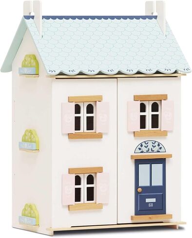 Le Toy Van – Blue Belle Wooden Doll House | Girls & Boys 3 Storey Wooden Dolls House Play Set - Suitable for Ages 3+ in Kuwait