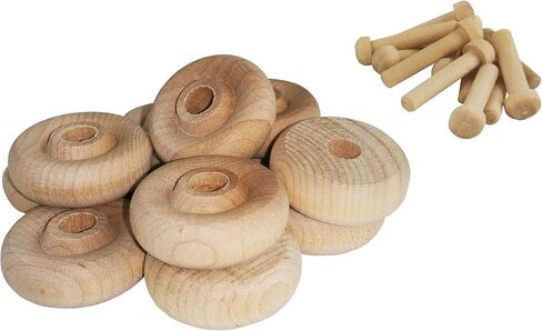 Wood Wheels - 12 Pack with Free Axle Pegs - Made in USA (1.5" Diameter) in Kuwait