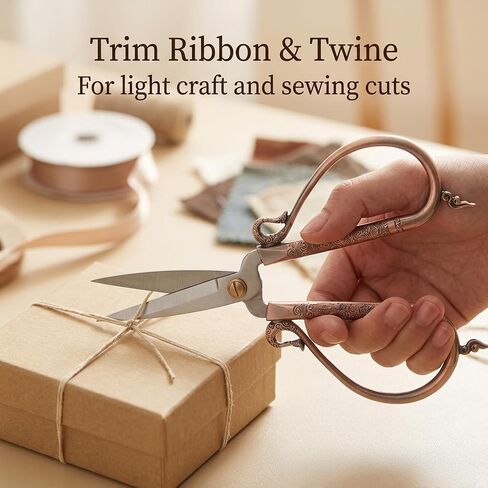 BIHRTC 6.3 Inches Vintage Style Stainless Steel Auspicious Clouds Scissors Sewing Shears DIY Tools for Needlework,Embroidery, Sewing, Craft, Art Work & Everyday Use (Copper) in Kuwait
