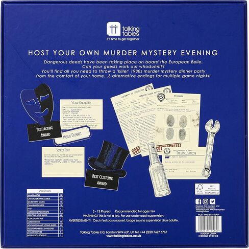 Talking Tables Reusable Murder Mystery on The Train Game Kit Host Your Own Games Night Orient Express 1930s Themed Dinner Party 3 Alternative Endings Fancy Dress Up After Dinners in Kuwait