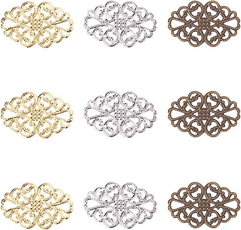 PH PandaHall 60 pcs 3 Colors Filigree Charms 81x35mm Tibetan Style Metal Filigree Embellishments Oval Jewelry Connectors Pendant Link for Earring Necklace Jewelry DIY Craft Making, Mixed Colors in Kuwait