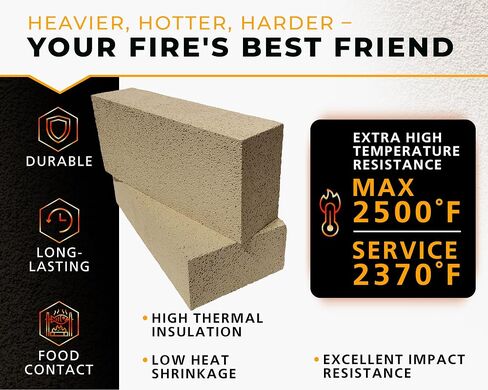 GIRtech Insa-1 Universal Insulating Fire Brick - 2370F Pack of 1 - for Forge Kiln Fireplace Wood Stove - High Insulation Extra Low Thermal Conductivity, Durable &Lightweight - Industrial/DIY Projects in Kuwait