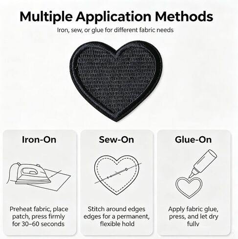 4PCS Black Cute Lovely Hearts Iron On Patches, Embroidered Sew On Patches for Jacket Bag Couples Wedding Dress Clothes in Kuwait