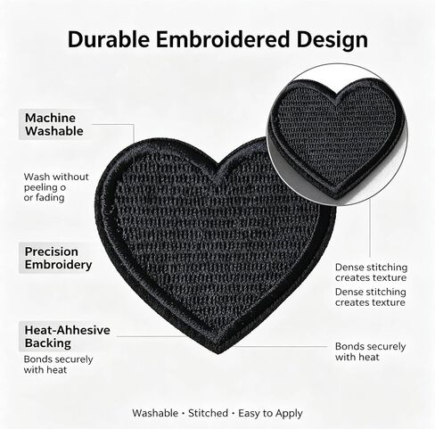 4PCS Black Cute Lovely Hearts Iron On Patches, Embroidered Sew On Patches for Jacket Bag Couples Wedding Dress Clothes in Kuwait