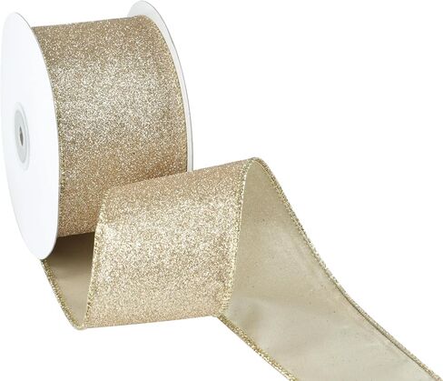 MAYREEL Orange Ribbon Wired 2.5 Inch Glitter Wired Ribbon Copper Christmas Decorations Terracotta Ribbon for Gift Wrapping Wreath Supplies Christmas Ribbon Wired Tree Topper Bow Crafts - 10 Yards in Kuwait