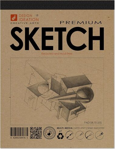 رسم تخطيطي للتصميم: لوحة رسم ورقية متعددة الوسائط لأقلام الرصاص والحبر وعلامة التحديد والفحم والدهانات المائية. رائعة للفن والتصميم والتعليم. (8.5 بوصة × 11 بوصة) in Kuwait