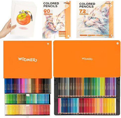 Woomer 72 Colored Pencils Set | Art Supplies for Adults & Kids | Beautifully Presented Tin Box | Soft Core Colored Leads for Shading, Blending | Gifts for Artist Drawing in Kuwait