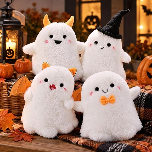 4 Pcs Halloween Plush Toys Bulk 8 Inch Cute Ghost Dolls Stuffed Animals Soft Spooky Dolls Plush Animal Pillow for Halloween Christmas Birthday Party Favors Decorations Gift Bag Fillers in Kuwait