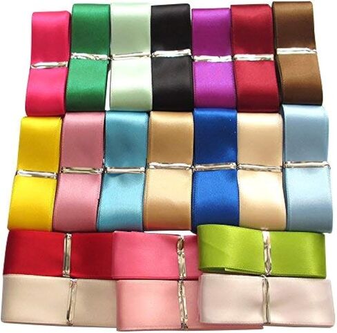 Chenkou Craft 1/4" (6mm) 20Yards Single Face Solid Satin Polyester Ribbon 20 Colors Assorted Bulk Lots Mix (1/4", Mix) in Kuwait