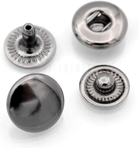 CRAFTMEMORE 50 Sets Gun Metal Black Snap Buttons S-Spring Socket Popper Fasteners for Jacket Bag Closures #831 VT8 (15mm (0.59")) in Kuwait