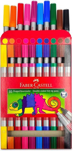Faber Castell 151110 Plastic Double-Ended Felt Tip Pen (Pack of 10) in Kuwait