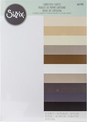 Sizzix Surfacez-Making Essential Cardstock Sheets 60PK (10 Colours Neutrals), Multicolour, 8 1/4" x 11 5/8" in Kuwait