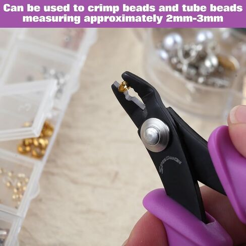 SPEEDWOX Bead Crimping Pliers Jewelry Crimper Plier for Beading Micro Tube Beads Crimper Micro Crimping Pliers Bent 2 holes Multi Use DIY Jewelry Craft Beading Hobby for 2mm-3mm Beads and Tubes in Kuwait