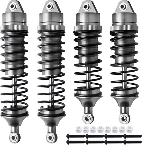 4Pcs All Metal Aluminum Front & Rear RC Shocks for 1/10 RC Truck Traxxas Slash 4x4 Rustler 4X4 shocks Stampede 4X4 shocks Hoss 4X4 Replace 5862 3760 3762 (Blue) in Kuwait