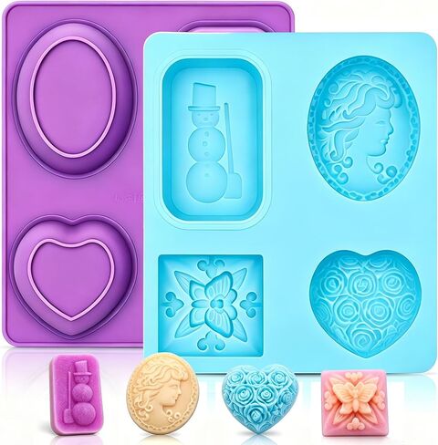 4 Pcs Massage Molds, SJ 4 Cavity Silicone Massage Bar Soap molds, Food Grade Silicone Molds, BPA Free Soap Making Trays in Kuwait