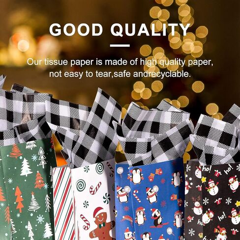 Whaline 60 Sheets Christmas Tissue Paper 14 x 20inch Red Black Buffalo Plaid Tissue Gift Wrapping Paper for DIY Crafts Gift Bags Holiday Party Supplies in Kuwait