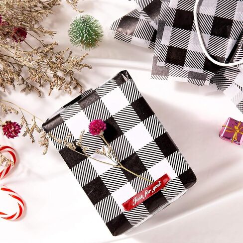 Whaline 60 Sheets Christmas Tissue Paper 14 x 20inch Red Black Buffalo Plaid Tissue Gift Wrapping Paper for DIY Crafts Gift Bags Holiday Party Supplies in Kuwait