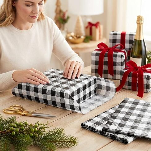 Whaline 60 Sheets Christmas Tissue Paper 14 x 20inch Red Black Buffalo Plaid Tissue Gift Wrapping Paper for DIY Crafts Gift Bags Holiday Party Supplies in Kuwait