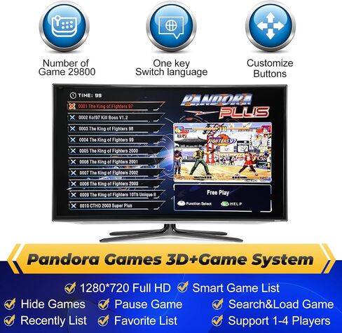 وحدة تحكم Akaxi Pandora Box 26800 ألعاب أركيد في 1، آلة ألعاب ريترو لجهاز عرض الكمبيوتر التلفزيوني، تدعم ما يصل إلى 4 لاعبين، إخراج عالي الدقة بالكامل، بحث، حفظ، إخفاء، قائمة المفضلة in Kuwait