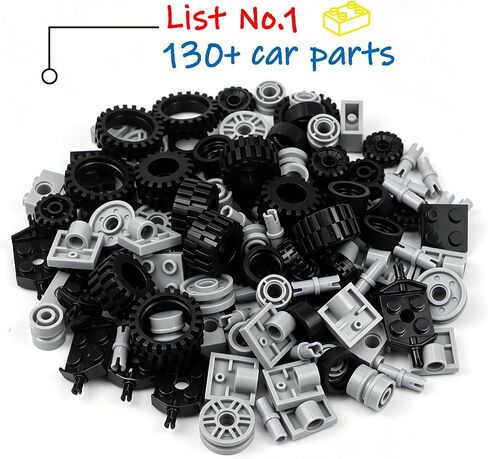 122pcs Wheels and Axles Set, Car Parts Chassis Pieces Tires Building Blocks, Compatible with Classic Bricks Toys in Kuwait