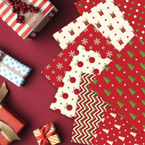 12" Christmas Pattern Paper & Sticker Kit Red Scrapbook Premium Specialty Paper Double-Sided 12"x12" with 12 Designs 36 sheets for Scrapbooking Card Making Crafting in Kuwait