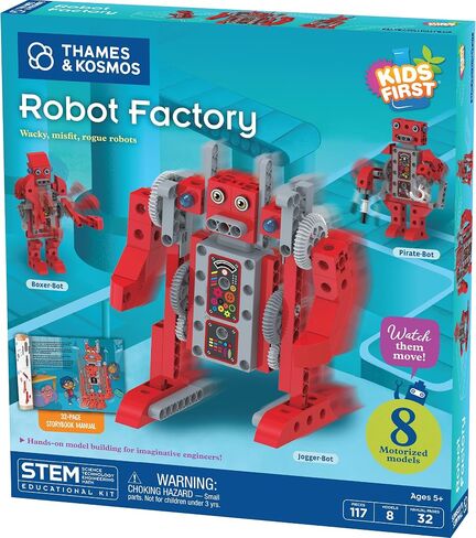Thames & Kosmos Kids First Robot Factory: Wacky, Misfit, Rogue Robots STEM Experiment Kit | Hands-on Model Building for Young Engineers | Build 8 Motorized Robots | Play & Learn with Storybook Manual in Kuwait