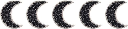 Rhinestones Moon Patches Crystal Embroidered Moon/Star Sticker Applique Iron-on Transfer Badges Bling,Pack of 5 Pieces (Star, Black) in Kuwait