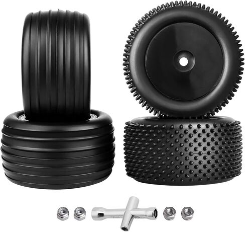 إطارات وعجلات GrazyHobby Preglued 1/18 RC للعربات التي تجرها الدواب 8 مم سداسية لسيارة Losi Mini-T 2.0 WLtoys A959-B Axial UTB18 Capra 1/18 RC Truck Off Road Car (حواف خضراء) in Kuwait