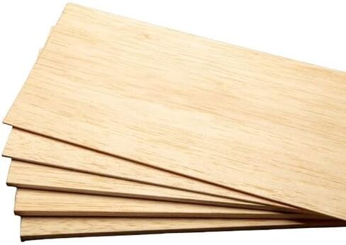 Balsa Wood Sheets, Model Grade Hobby Craft Balsa Wood Thin Plank, Perfect for Modeling, Crafts, Hobbies, Laser, Wood Burning, Glider Airplanes by Binos (12" x 6" x 1/32", Pack of 5) in Kuwait