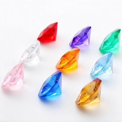 PMLAND 40+ Pieces Large Acrylic Diamond Crystals Gems Treasure Gemstones for Table Scatters Vase Fillers Decoration Party Treasure Hunting Arts and Crafts - Black in Kuwait