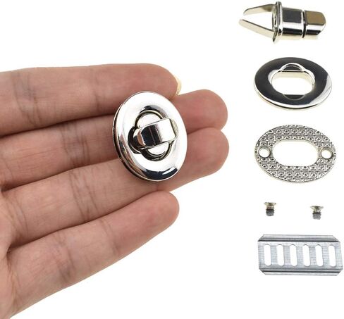 HAHIYO Twist Purse Closure Turn Locks Clip Clasp Easy Install with Online Instructions Picture for Wallet Briefcase 1.1 Inch Length Metal Sturdy Gold 2 Sets with Washers in Kuwait